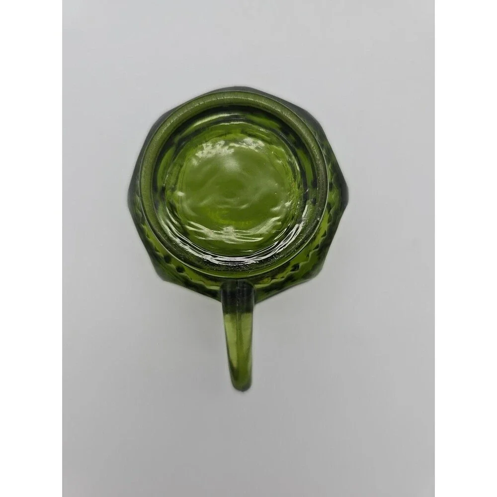 Vintage Indiana Glass Kings Crown Thumbprint Creamer Cup Avocado Green